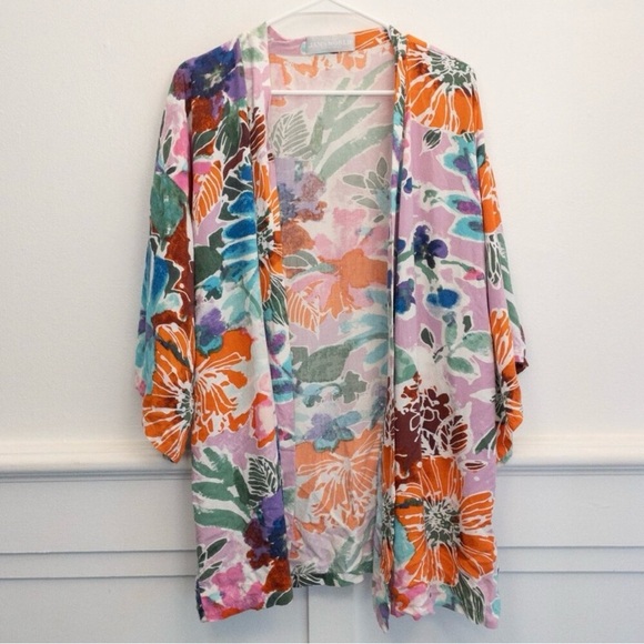 Jams World One Size Floral Kimono Duster 100% Rayon Made in Hawaii - Picture 5 of 5